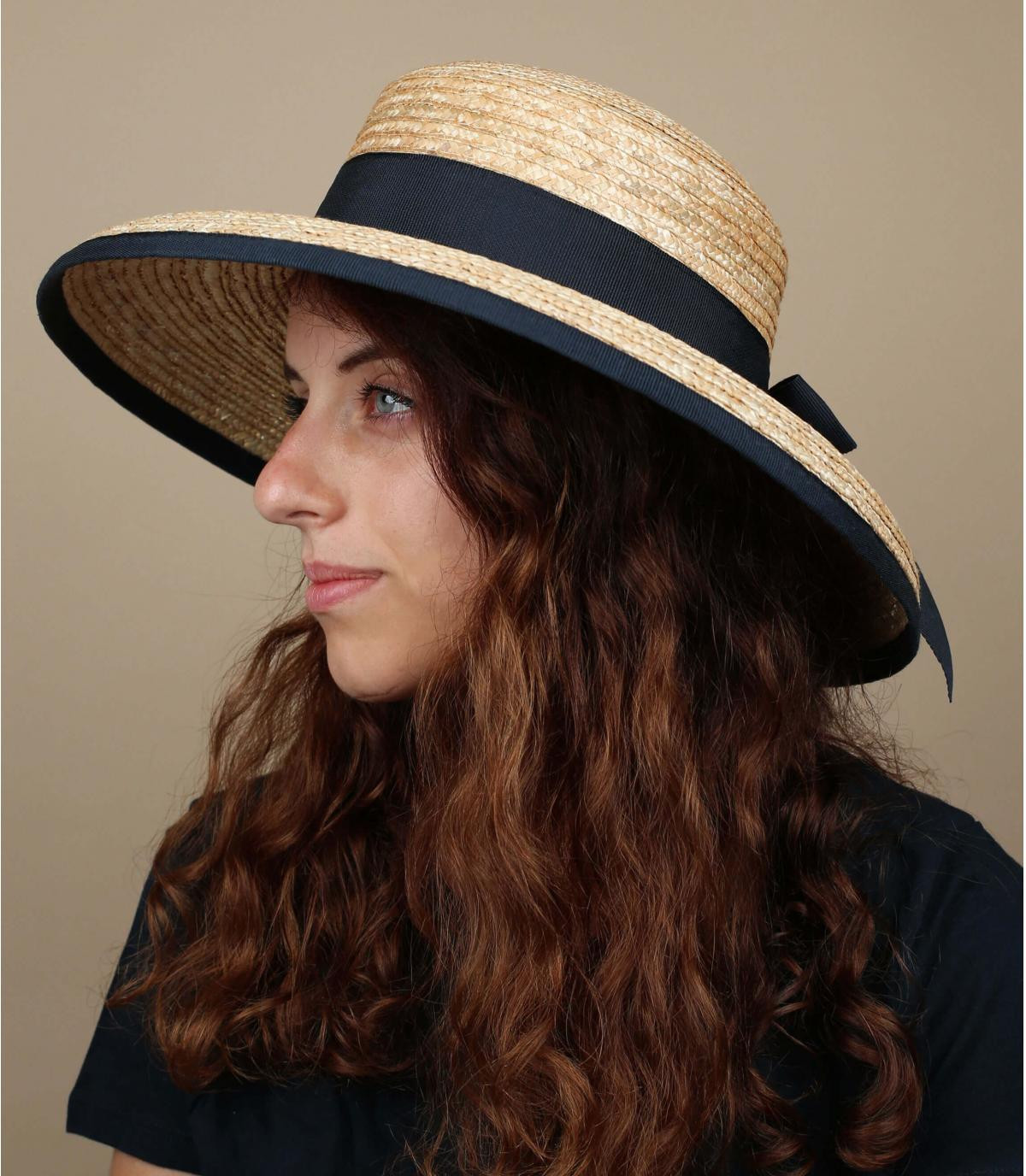 cappello di paglia annodato Amaelle navy cappello di paglia annodato Amaelle navy